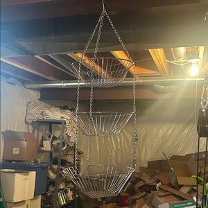 Chrome 3-Tier Hanging Wire Fruit Basket Organizer - Silver